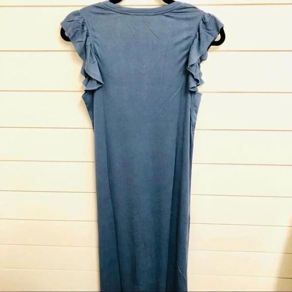 Matilda Jane Far Away Flutter Sleeve Blue-Gray Midi Sheath Dress Size Small NWT - Picture 10 of 16
